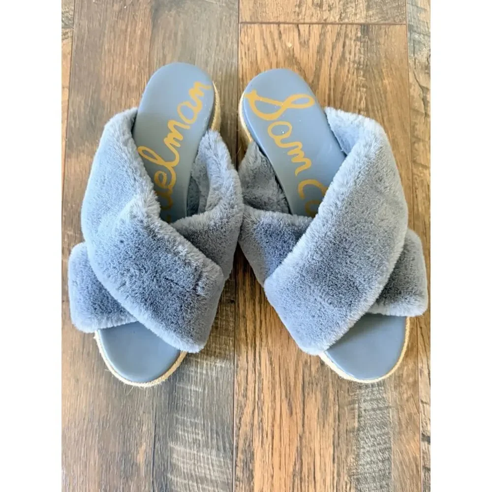 8.5 Espadrille wedge sandals mules | Sam edelman Zia Faux Fur | coastal bohemian